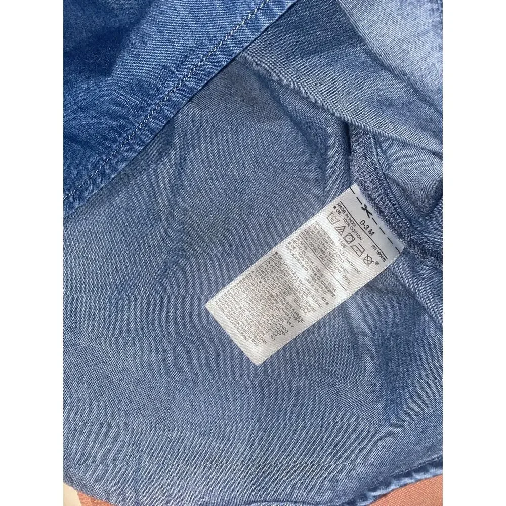 OLD NAVY 0-3 Months Baby Girl Jean Denim Shirt Dress Pockets Faux Waist Tie